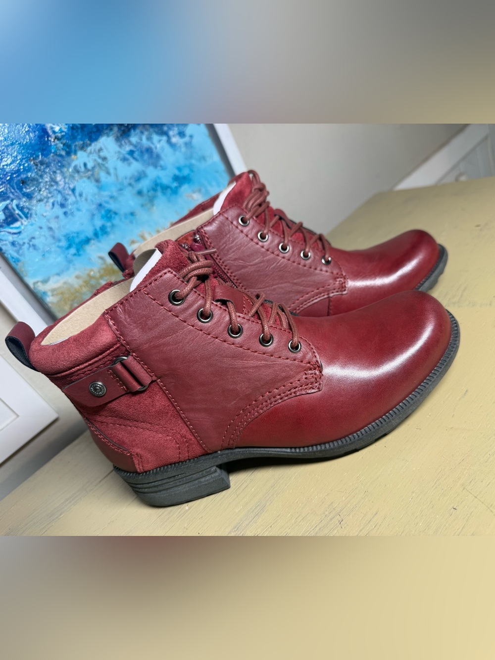 Earth Origins “Pasha” Women's Red Scarlet Leather Chukka Boots EU 39 US 8 - Picture 3 of 9